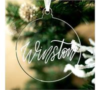 UNIQOOO Adorno de Navidad acrílico Redondo Transparente 2023, Bombilla Circular en Blanco a Granel, decoración de árbol de Navidad, Etiqueta de Nombre de calcetín, Etiquetas de Vacaciones, Momento,