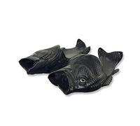 UNIQSTORE Tricky Fisch Sandalias con forma de pescado, zapatillas de estar por casa creativas, estilo de pez, para la playa, calzado inspirado en peces, para hombre, Negro , 44/45 EU