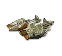 UNIQSTORE Tricky Fisch Sandalias con forma de pescado, zapatillas de estar por casa creativas, estilo de pez, para la playa, calzado inspirado en peces, para hombre, beige, 44/45 EU