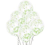 Unique-12 Clear Latex Balloons | Cute Lime Green Confetti | 6ct Globos de Fiesta Confeti, Color verde lima, Talla única (58119)