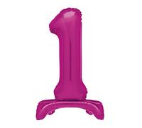 Unique 12871 - Globo Gigante Número 1 de Pie - 76 cm - Rosa Intenso