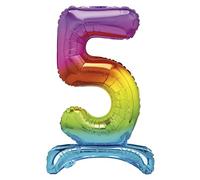 Unique 13265 - Globo Gigante Número 5 de Pie - 76 cm - Arco Iris