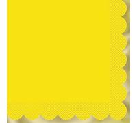 Unique 16072 - Servilletas de papel - 16,5 cm - Amarillo pastel festoneado - 20 unidades (paquete de 1)