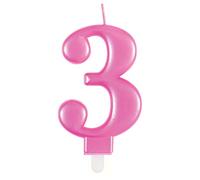 Unique 19603 - Vela de cumpleaños (número 3-3,5 pulgadas), color rosa y metálico