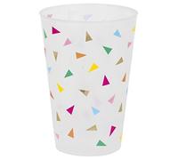 Unique 26370 - Vasos de Plástico Reutilizables con Estampado de Papel de Aluminio - 473 ml - Fiesta de Cumpleaños con Triángulo Brillante - 6 Unidades (Paquete de 1)