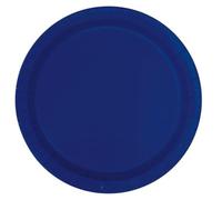Unique- Platos de Papel Ecológicos-23 cm Azul Marino-16 Unidades (Paquete de 1), Color navy blue (30949EU)