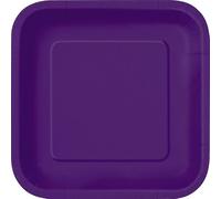 Unique 33040EU - Platos de Papel Cuadrados Ecológicos - 18 cm - Color Morado Oscuro - 16 Unidades (Paquete de 1)