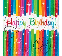 Unique 49562EU - Servilletas de papel, 16,5 cm, diseño de lazos arcoíris, para fiesta de cumpleaños, 16 unidades, multicolor