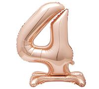 Unique 59594 - Globo Gigante Número 4 de Pie - 76 Cm - Color Oro Rosa