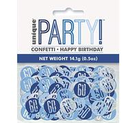Unique 60th Birthday Confetti, 5 oz. | Blue | 1 Pack Prismatic-Confeti cumpleaños, 5 onzas, azul, 1 paquete, color, age 60 (83842)