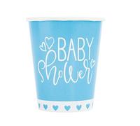 Unique 73386EU - Vasos de papel - 266 ml - Blue Hearts Baby Shower - 8 unidades (paquete de 1)