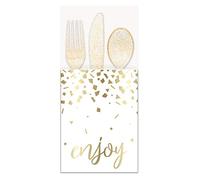 Unique-75096 Bolsas de Papel para Cubiertos, Diseño de Confeti Dorado - Paquete de 8, Multicolor (75096)