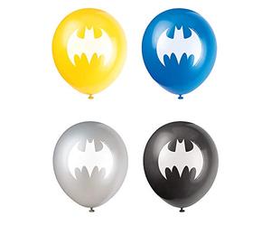 Unique 77525 Latex Balloons-12 | Assorted | Batman | 8 Pcs