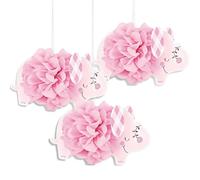 Unique 78383 Floral Elefante Pañuelo Decoraciones Colgantes, 9 pulgadas | Rosa | 3 Piezas