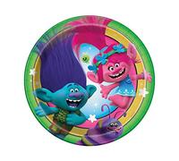 Unique 79694 Trolls - Platos de papel de postre redondos (8 unidades), multicolor