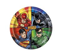 Unique Party - Platos de Papel - 23 cm - Diseño de la Liga de la Justicia - Paquete de 8 (49965)