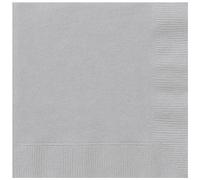 Unique 80802 - Servilletas de Papel - 16,5 cm - Plata - Paquete de 50