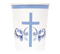 Unique 82106EU - Vasos de papel - 266 ml - Fiesta religiosa de la Santa Cruz Azul - 8 unidades (paquete de 1)