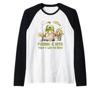 Unique Angler GNOME - Fishing and Beer That`s Why I´m Here Camiseta Manga Raglan
