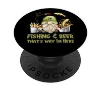 Unique Angler GNOME - Fishing and Beer That`s Why I´m Here PopSockets PopGrip Adhesivo