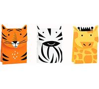 Unique Animals Party Treat Bags | Assorted | 3 Pcs. Kit de Bolsa de Regalo para 3 Invitados-Fiesta de Safari de Animales, estampado, multicolor, 1 count (pack of 3) (73929)
