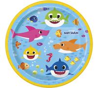 Unique Baby Shark Round Dessert Plates - 7 (Pack of 8) - Colorful Party Plates Perfect for Birthdays and Celebrations