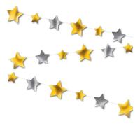 Unique- Baby Shower Stars Garland | Gold and Silver | 1 Pc. Velas de pastel de cumpleaños con estrellas | Doradas | 6 unidades, Multicolor (72418)