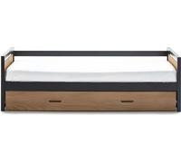 Vente-unique-Cama Nido Industrial Boston - 2x90x190 cm - MDF, Pino y Metal : Color: Nogal y Antracita