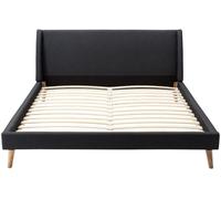 Unique Base de cama poliéster gris antracita 160 x 200 cm