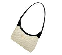 Unique Braided Straw Shoulder Bag Compact Design Spacious Interior Underarm Casual Handbag for Daily Essential Premium Straw Underarm