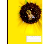 Unique Bright Black Eyed Susan and Bee Flower Matte Softcover College Ruled 120 Page 7.5"x9.25" Floral Botanical Journal Diary Composition Notebook