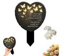 Unique Butterfly Heart-Shaped Floral Acrylic Outdoor Memorial Plaque, 7.87" X 5.9" 2D Weatherproof Grave Marker Garden Patch, for Lawns, Cemeteries, Flower Beds (1 PC)