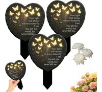Unique Butterfly Heart-Shaped Floral Acrylic Outdoor Memorial Plaque, 7.87" X 5.9" 2D Weatherproof Grave Marker Garden Patch, for Lawns, Cemeteries, Flower Beds (3 PCS)