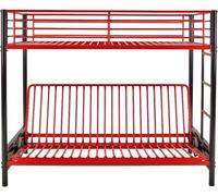 Unique Cama alta metal negro, rojo 90 x 190 cm