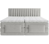 Unique Cama continental boxspring terciopelo gris claro 2 x 90 x 200 cm