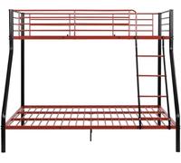 Unique Cama litera acero negro, rojo 140 x 190 cm, 90 x 190 cm