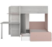 Unique Cama litera melamina gris claro, rosa palo 90 x 190 cm