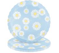 Unique Charming Fresh Daisy - Platos llanos con borde festoneado - 10 pulgadas (paquete de 8) - Elegante diseño floral, perfectos para reuniones de primavera, fiestas y ocasiones especiales