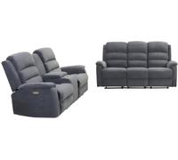 Unique Conjunto sofá relax poliéster 5 plazas gris 187x95cm