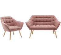 Unique Conjunto sofá y sillón fijo poliéster 3 plazas rosa 127x73cm