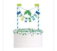 Unique- Decoración de Banderines para Tartas - Fiesta de Dinosaurios Azul y Verde, Multicolor (76040)