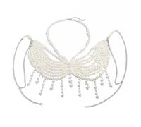 Unique Designs Elegante Perlas Body Jewelry Bra Chain Soft Fabric Decorative Accessory for Bolds Fashion Statement Street Styles Jewelry, talla única, como se describe, como se describe