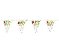 Unique- Diseño y tema de globos de cumpleaños | Bandera de plástico | 12 pies, Multicolor, Large (73109)