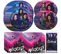 Unique Disney Descendants - Paquete de 3 platos de fiesta, platos de cena y postre, servilletas de almuerzo, cubierta de mesa, ideal para celebraciones temáticas de fantasía, fiesta de cumpleaños,