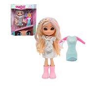 UNIQUE EYES - Sun Lover Rebecca, muñeca de Pelo Largo Rubio con mechas de Colores, Ojos Que te siguen y cambian de Color, 2 Looks, 1 Cambia con la luz, niñas y niños Desde 3 años, Famosa (MYM07300)