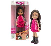 UNIQUE EYES - Victoria Fashion Doll, muñeca de Pelo Largo y Moreno para peinar, Vestida con Estilo Cool, y Ojos Que te siguen, para niñas y niños Desde 3 años, 4 Modelos Diferentes, Famosa (MYM12400)