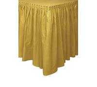 Unique- Falda de mesa de plástico, Color oro, 420 cm (50064)