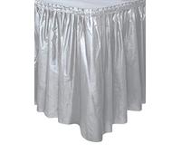 Unique- Falda de mesa de plástico, sólido, Color plata, 420 cm (50063)