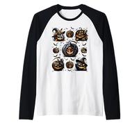 Unique Fall Autumn Halloween Skeleton For Men Skull Pumpkin Camiseta Manga Raglan