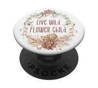 Unique Floral Boho Decor For Hippie Mom Women Flower Child PopSockets PopGrip Adhesivo